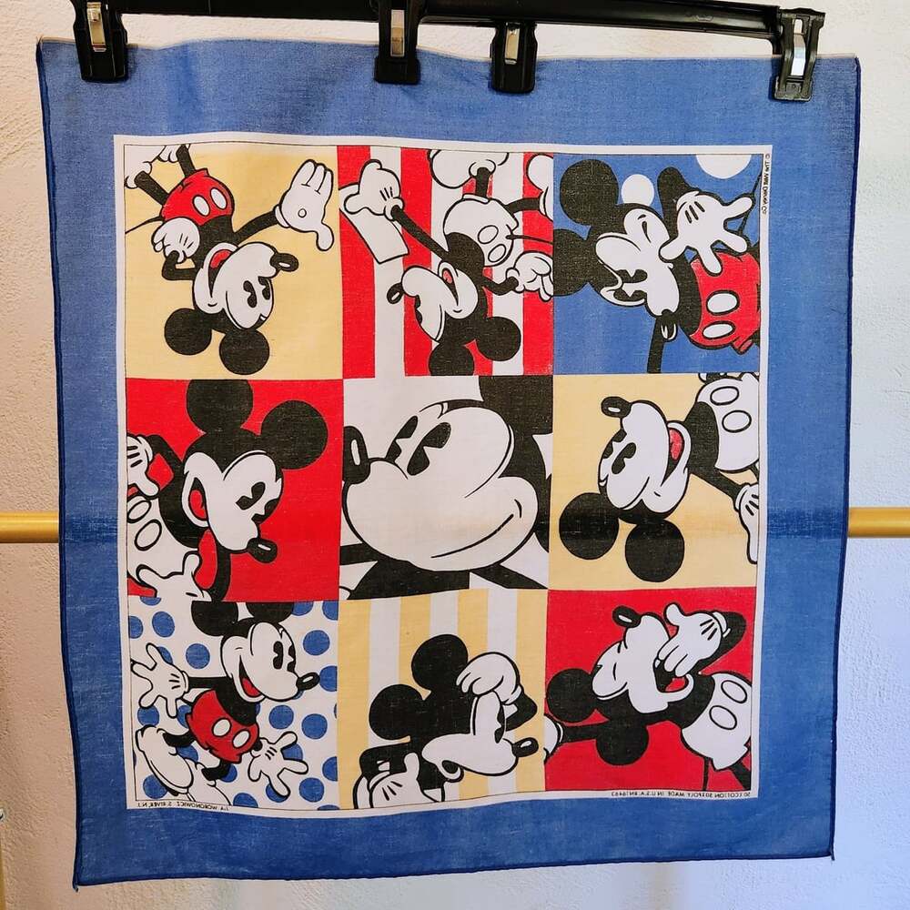 Vintage Disney Mickey Mouse Pop Art Multi-Panel Bandana Scarf J.A. Woronowicz